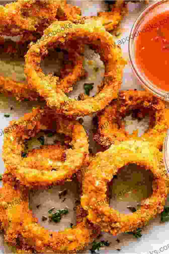 A Plate Of Air Fried Appetizers, Including Onion Rings, Chicken Wings, Potato Skins, And Bruschetta. AIR FRYER COOKBOOK FOR BEGINNERS: 550 Simple Easy Delicious Air Fryer Recipes That Anyone Can Cook 2024 Edition