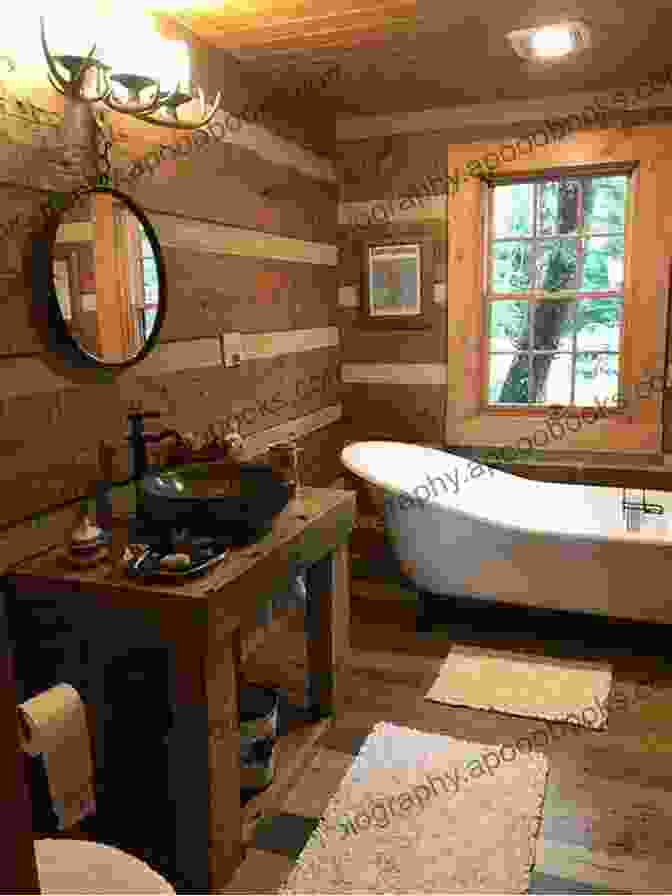 A Rustic Bathroom With A Clawfoot Tub, A Wooden Vanity, And A Large Window Overlooking A Forest Townsend (Images Of America) Bathroom Readers Institute