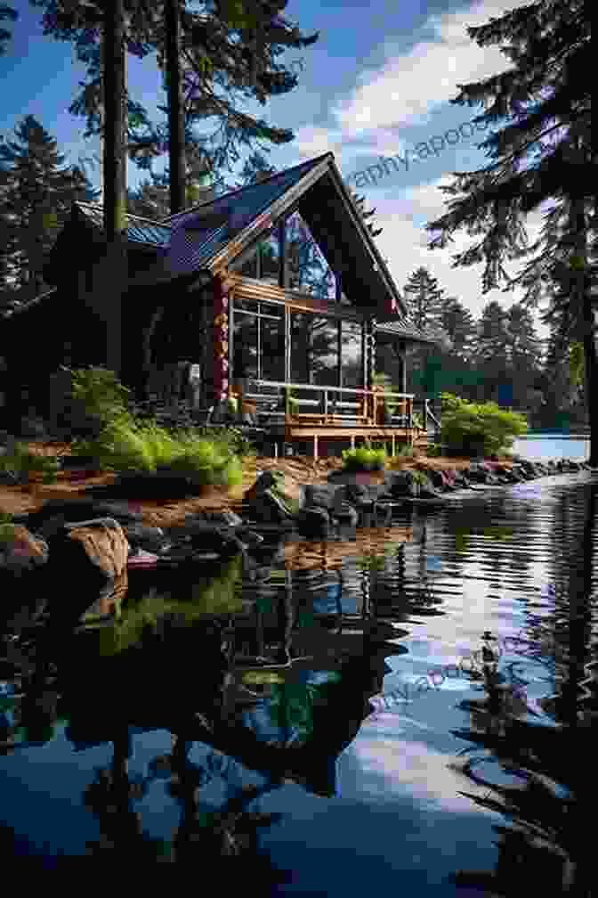 A Secluded Lakeside Cabin Nestled Amidst Towering Trees, With A Solitary Figure Standing On The Porch, Gazing Out At The Tranquil Waters. Backwater Haven (Kurt Hunter Mysteries 10)