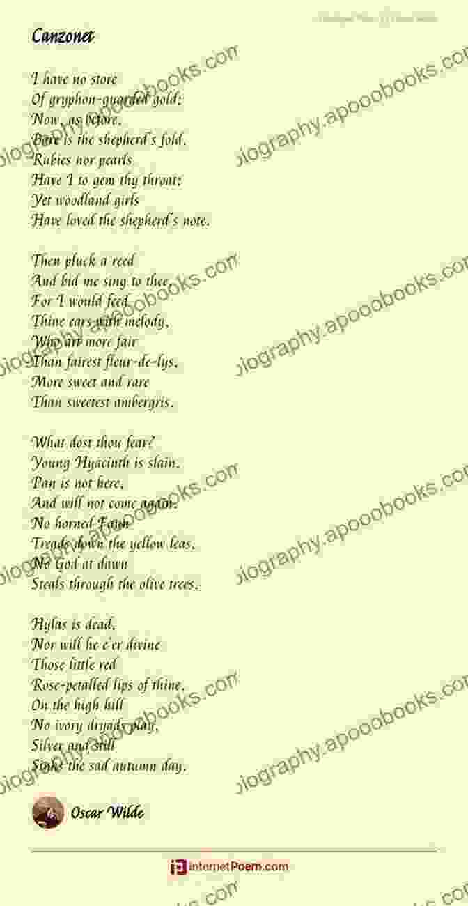 Canzonet By Oscar Wilde The Complete Poetical Works Of Oscar Wilde: 120+ Poems Ballads Sonnets Other Verses: The Ballad Of Reading Gaol The Sphinx Ravenna Canzonet Chanson Ave Imperatrix E Tenebris Phedre