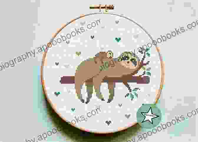 Cross Stitch Pattern Of A Sloth Hanging From A Branch With The Words 'Not Today' Above It Cross Stitch Patterns For Beginners Funny Sign Not Today Sloth Lasy Hand Embroidery Design For Adults