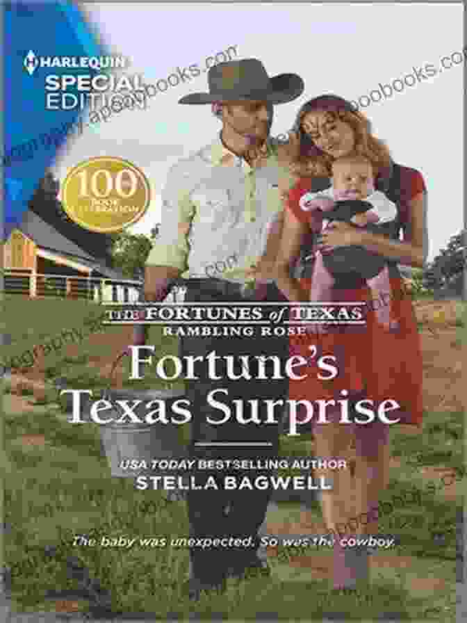 Fortune Texas Surprise Book Cover Featuring A Couple Embracing Against A Backdrop Of The Texas Skyline Fortune S Texas Surprise (The Fortunes Of Texas: Rambling Rose 2)