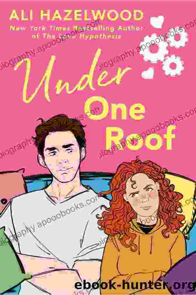 Under One Roof Book Cover By Ali Hazelwood Featuring A Woman And A Man Standing Face To Face, Surrounded By Scientific Diagrams And Equations Under One Roof Ali Hazelwood